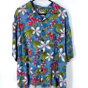 Hilo Hattie Blue and‎ Green Hawaiian Shirt